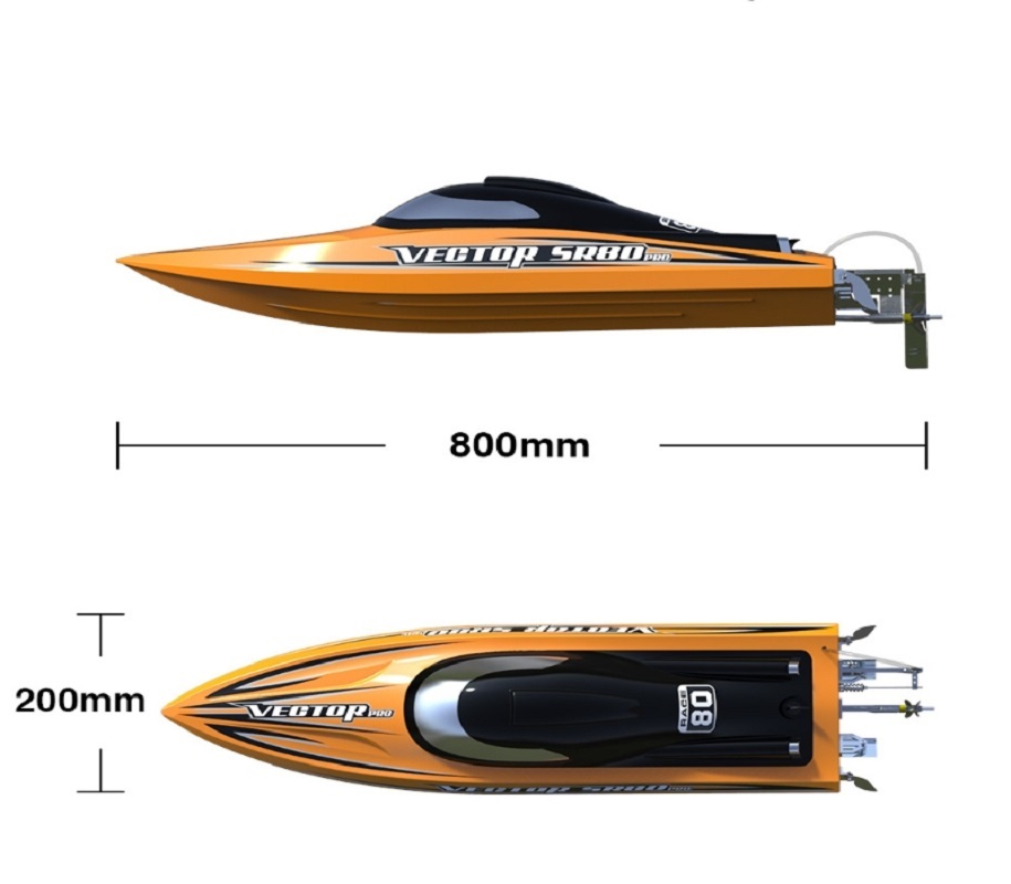 VOLANTEX RC 798-4P RC RACING Boat Dimension Overview