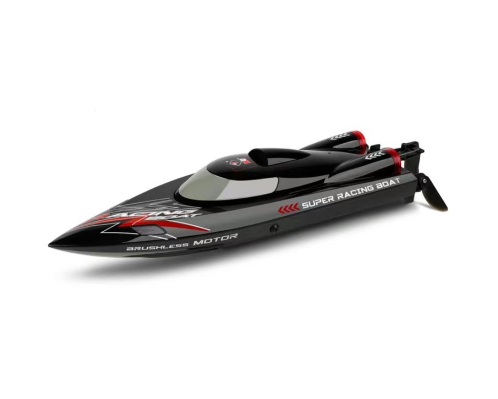 WLTOYS WL916 High Speed RC Racing Boat with Lights Black Right Side Overview